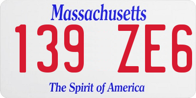 MA license plate 139ZE6