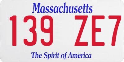 MA license plate 139ZE7