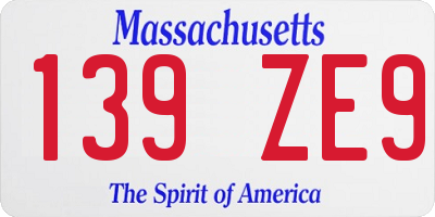 MA license plate 139ZE9