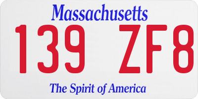 MA license plate 139ZF8