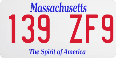 MA license plate 139ZF9