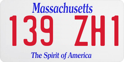 MA license plate 139ZH1