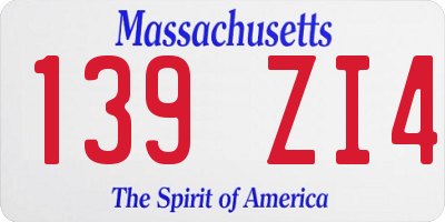 MA license plate 139ZI4