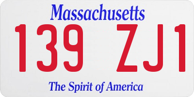 MA license plate 139ZJ1