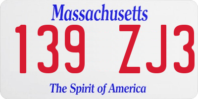 MA license plate 139ZJ3