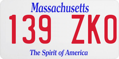 MA license plate 139ZK0