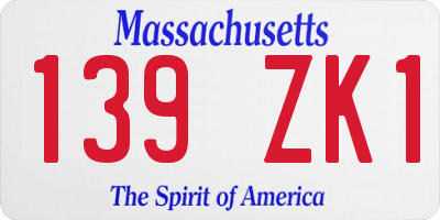 MA license plate 139ZK1