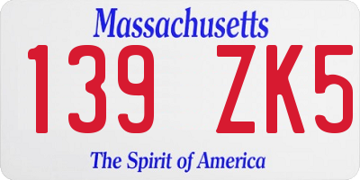 MA license plate 139ZK5