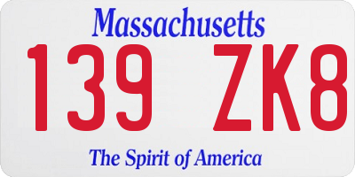 MA license plate 139ZK8