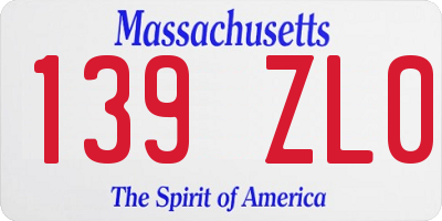 MA license plate 139ZL0
