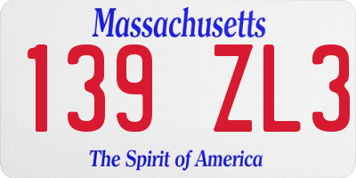MA license plate 139ZL3