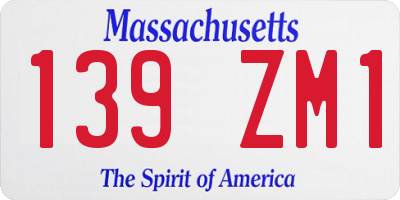 MA license plate 139ZM1