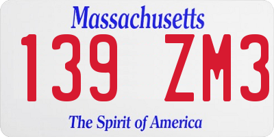 MA license plate 139ZM3