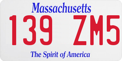 MA license plate 139ZM5