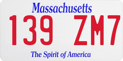 MA license plate 139ZM7