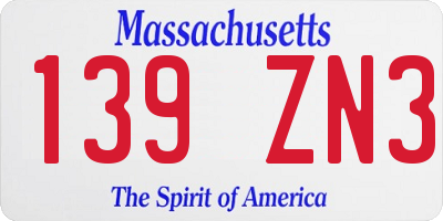 MA license plate 139ZN3