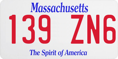 MA license plate 139ZN6