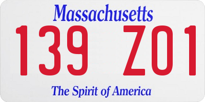MA license plate 139ZO1
