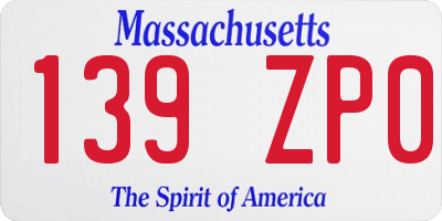 MA license plate 139ZP0