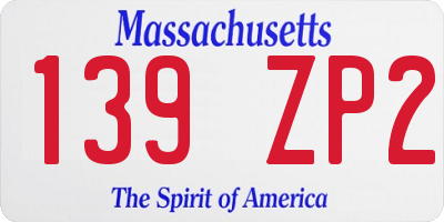 MA license plate 139ZP2
