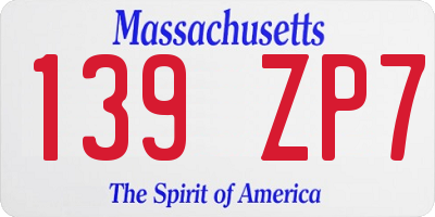 MA license plate 139ZP7