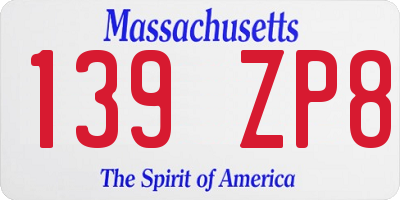 MA license plate 139ZP8