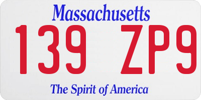 MA license plate 139ZP9