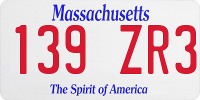 MA license plate 139ZR3