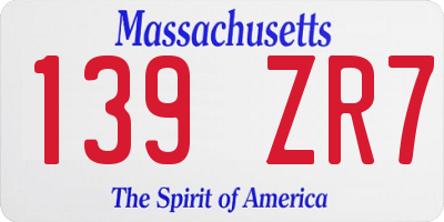 MA license plate 139ZR7