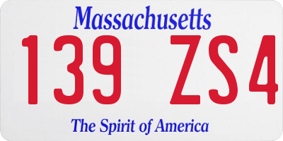 MA license plate 139ZS4