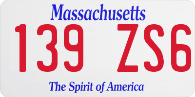 MA license plate 139ZS6
