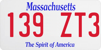 MA license plate 139ZT3