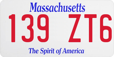 MA license plate 139ZT6