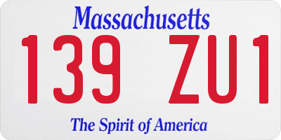 MA license plate 139ZU1