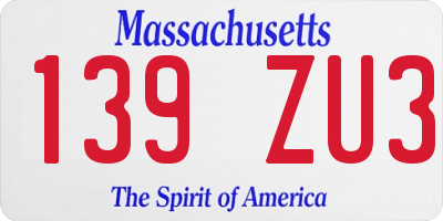 MA license plate 139ZU3