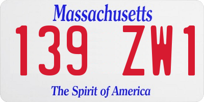 MA license plate 139ZW1