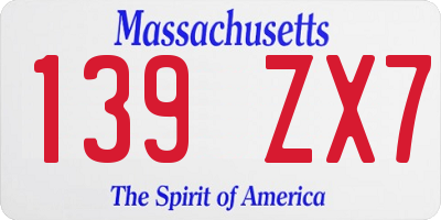 MA license plate 139ZX7