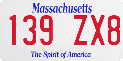 MA license plate 139ZX8