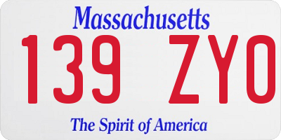 MA license plate 139ZY0