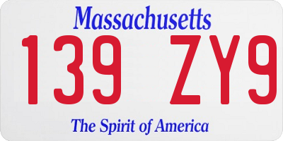 MA license plate 139ZY9