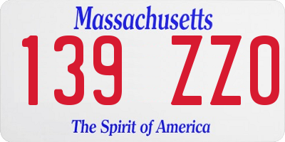 MA license plate 139ZZ0