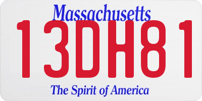 MA license plate 13DH81