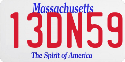 MA license plate 13DN59