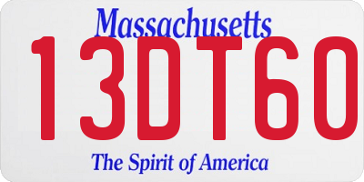 MA license plate 13DT60