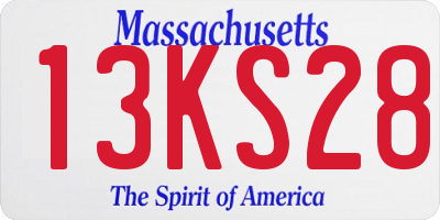 MA license plate 13KS28