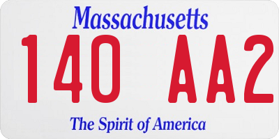 MA license plate 140AA2