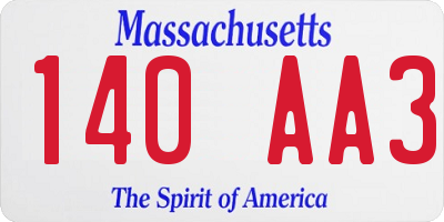 MA license plate 140AA3