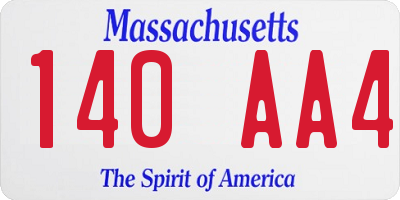 MA license plate 140AA4