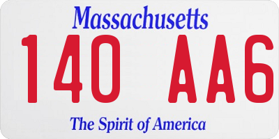 MA license plate 140AA6