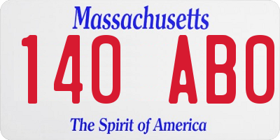 MA license plate 140AB0